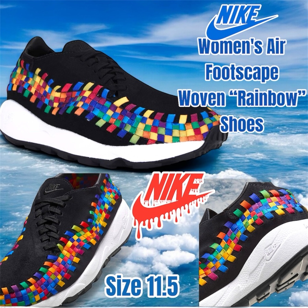 Nike Women Air Footscape Woven OG Sneakers, "RAINBOW" Size 11.5